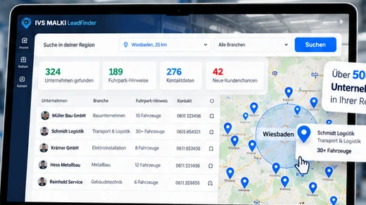 Dashboard-Vorschau mit Such- und Ergebnisoberfläche