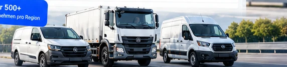 Mehrere Nutzfahrzeuge als Symbol für Fuhrpark-Potenzial